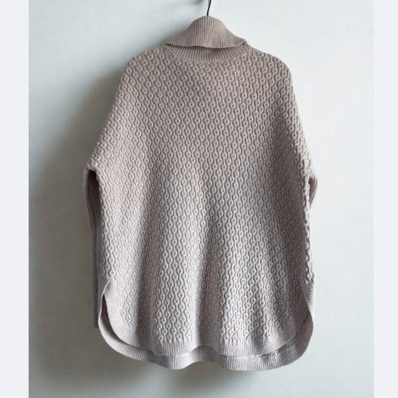 Cozy Oversized Cowl Neck Tunic Sweater Light Tan Heathered Wool Blend Large - Picture 3 of 5